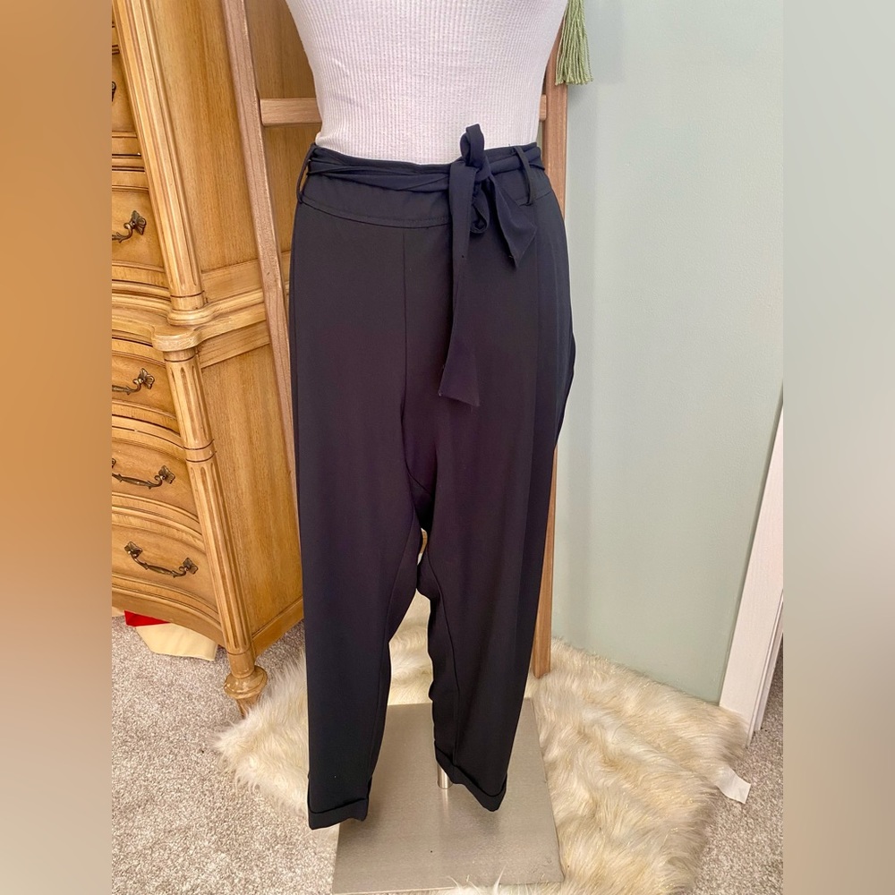 Liz Claiborne Black High Waist Straight Leg Dress Work Pants Size 18